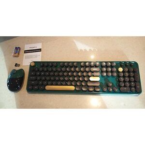 New Wireless Keyboard,New Cute Colorful 104 Keys Typewriter Retro Round Keycaps